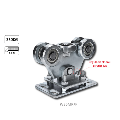 Vozík regulovatelný pro profil 80x80x5 mm, ocelová kolečka, povrch-galvanické zinkování